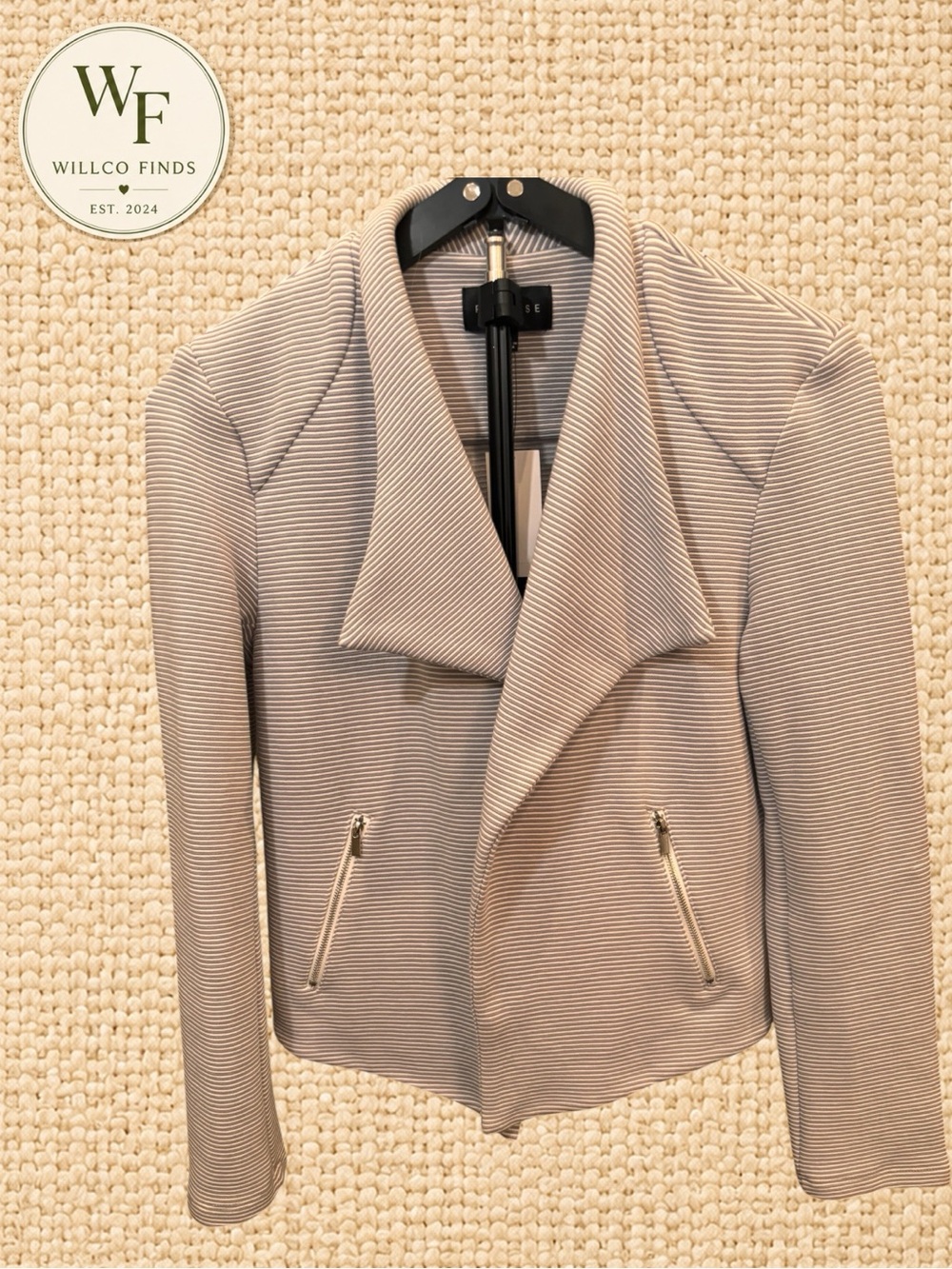NWT Premise Gray Ribbed Moto Women’s Blazer Size Small